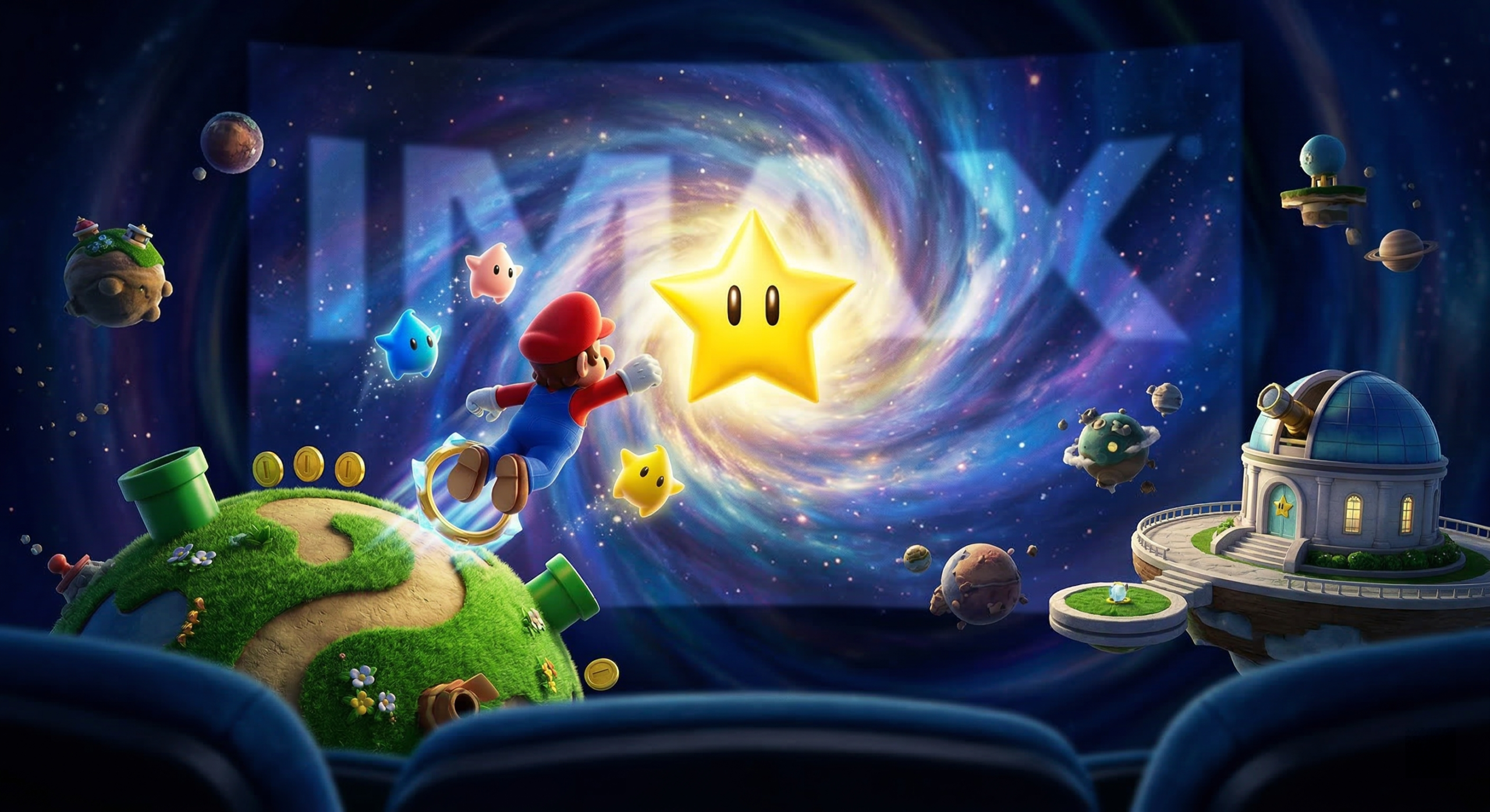 mario galaxy en la gran pantalla